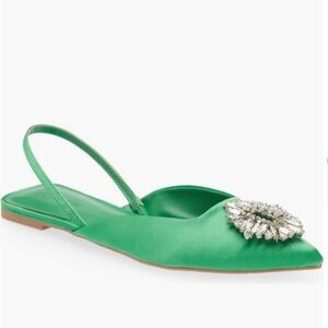 SALE Nordstrom Open Edit Kendall Ornament Pointed Toe Slingback Flat 10